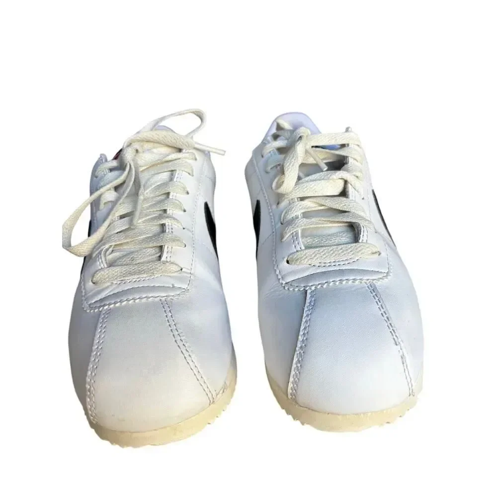 Nike Cortez women’s sneakers, US size 7.5, UK size 5, white, black, and blue